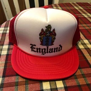 Red Trucker SnapBack Hat England and Crest